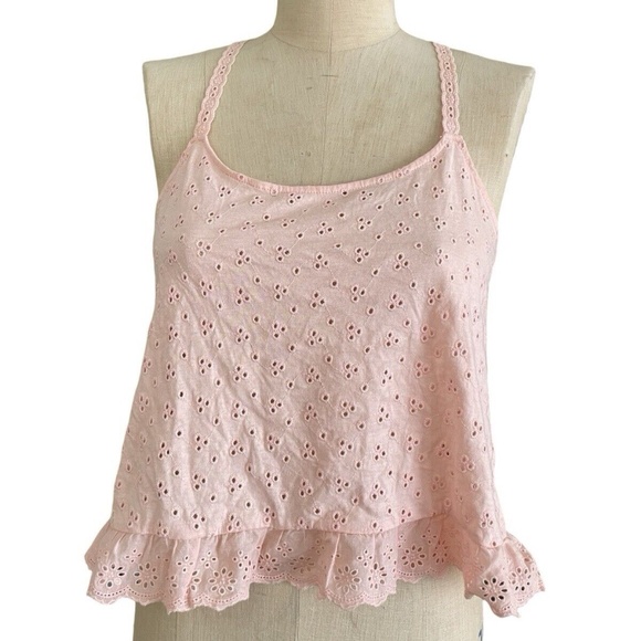 Aeropostale women’s light pink coquette coastal cowgirl eyelet tank top size M - Picture 1 of 3